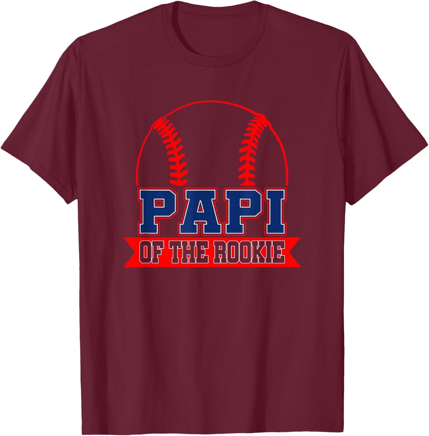Papi Rookie of Year 1st Birthday Baseball Theme Matching T-Shirt - T-Shirt | Maroon