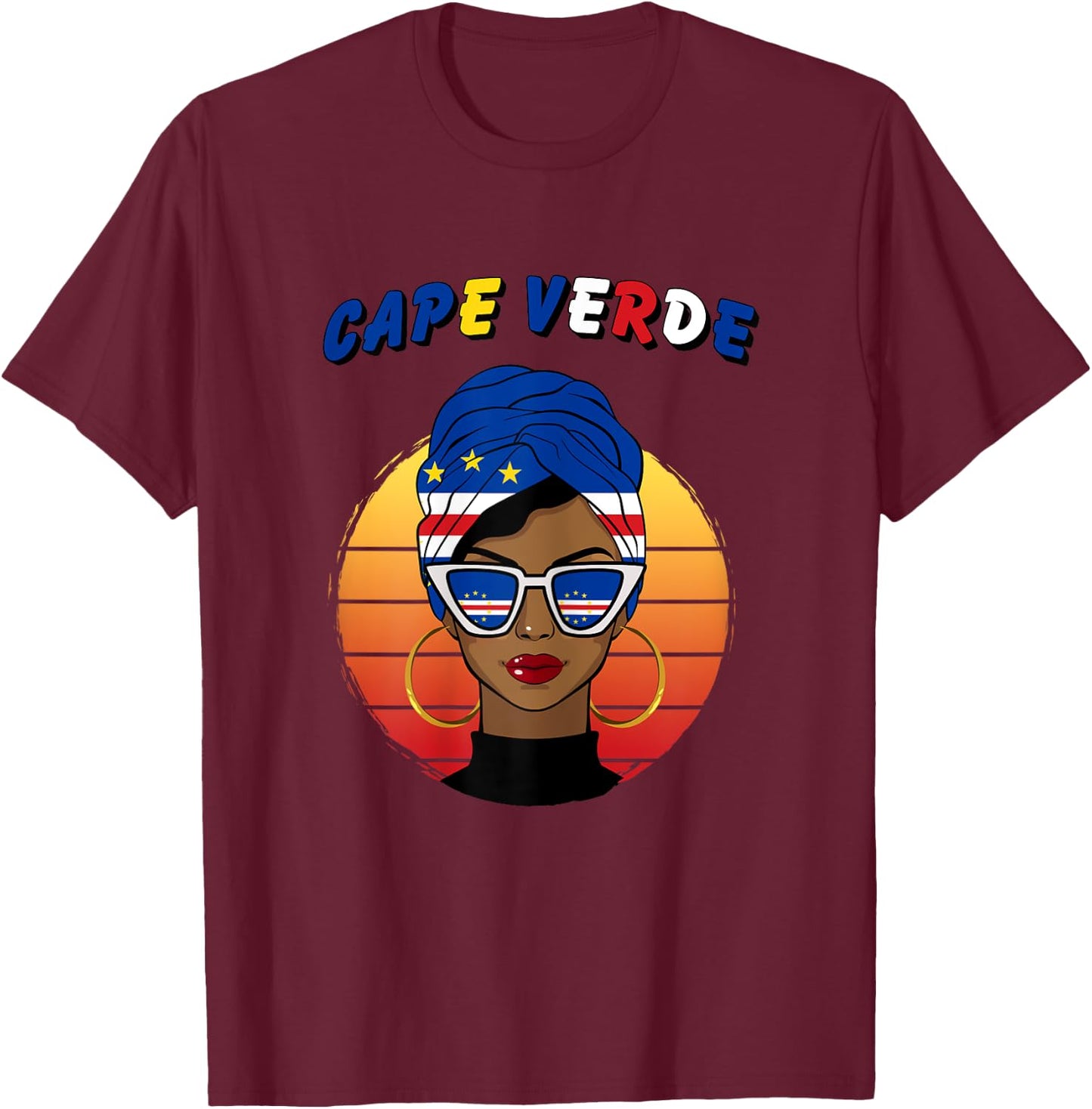 Cape Verde, flag of Cape Verde, Cape Verdean girl, Cape Verdean , Black, Female X-Small T-Shirt - T-Shirt | Maroon