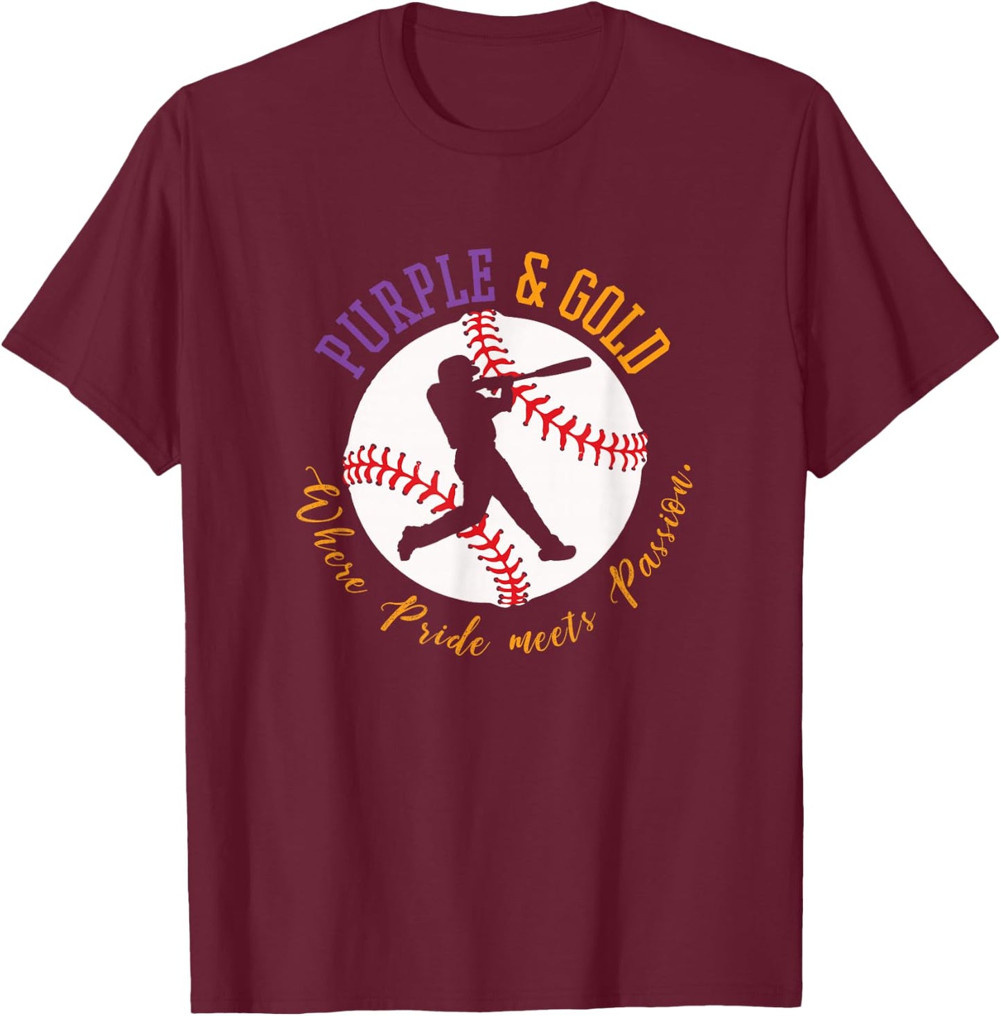 Baseball 'Purple & Gold' Team Color T-Shirt - T-Shirt | Maroon