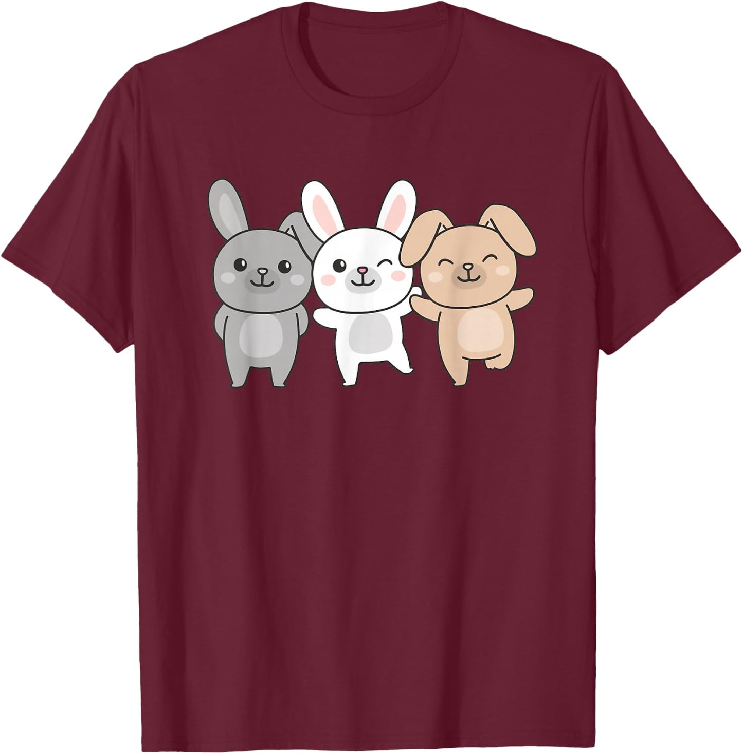 Rabbit Cute Animals for Children Manga Rabbits T-Shirt - T-Shirt | Maroon