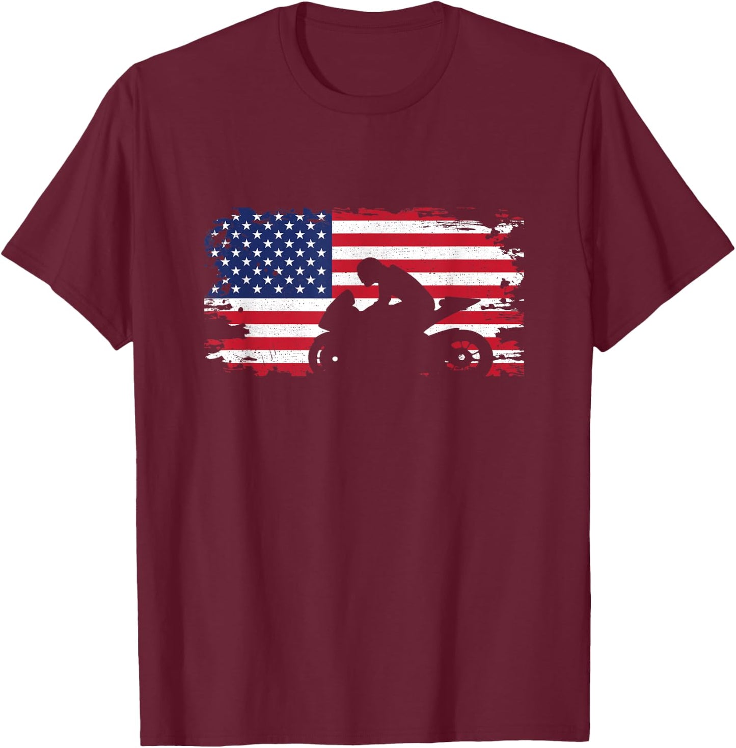 American Flag Motorcycle Apparel - Biker / Motorcycle T-Shirt - T-Shirt | Maroon
