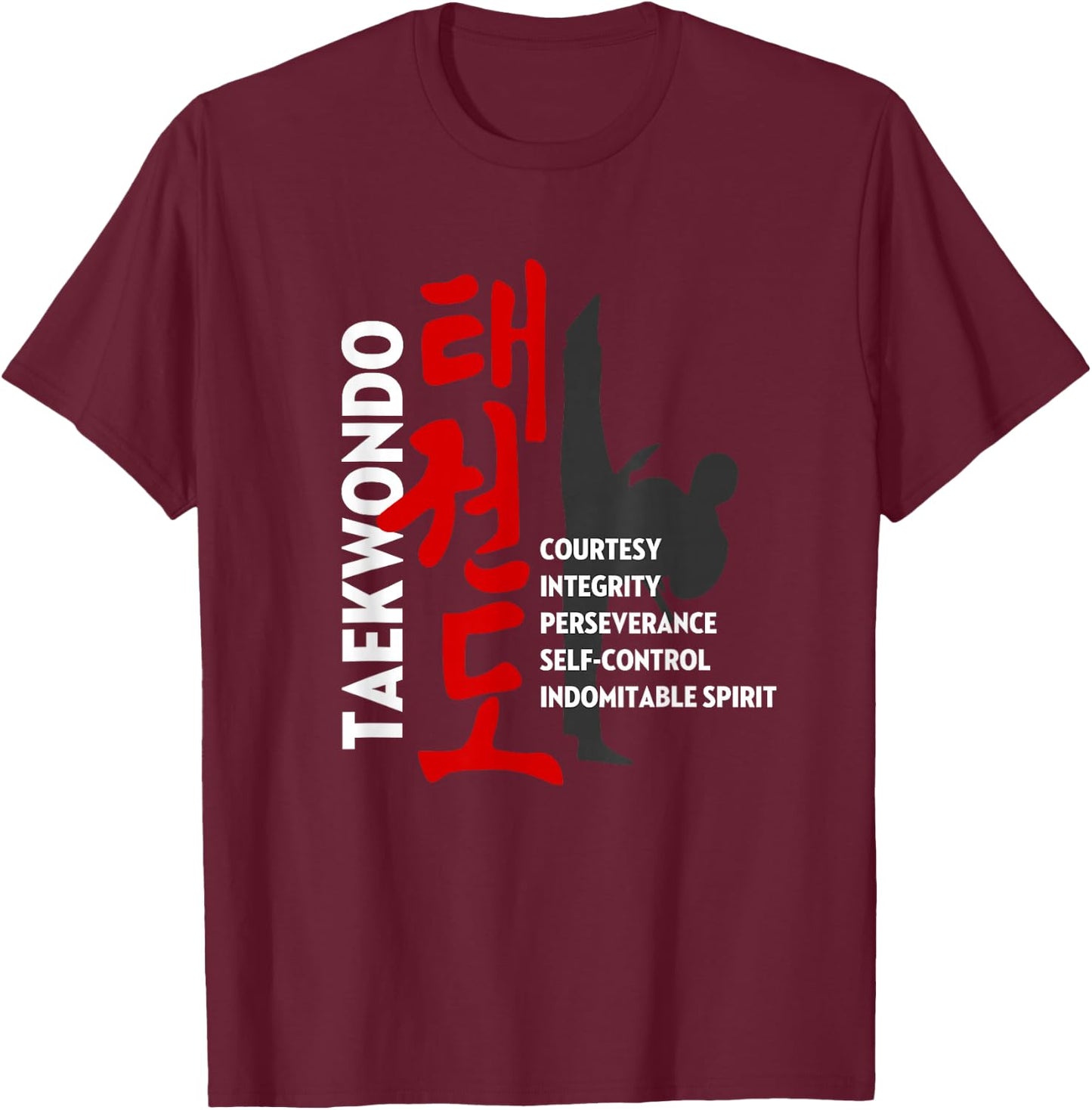 Taekwondo Tenets - Martial Arts T-Shirt - T-Shirt | Maroon