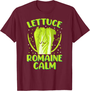 Lettuce Romaine Calm Mindfulness Vegan Yoga Lover Yogi Joke T-Shirt - T-Shirt | Maroon