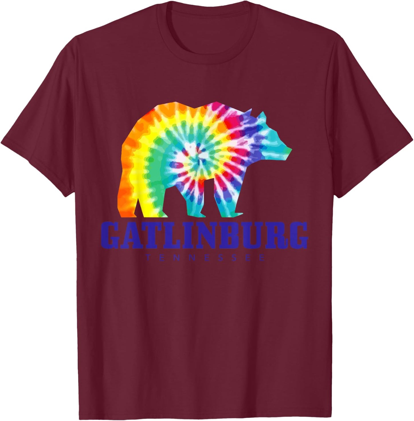 Gatlinburg Tennessee Bear Tie Dye Vintage Retro T-Shirt - T-Shirt | Maroon