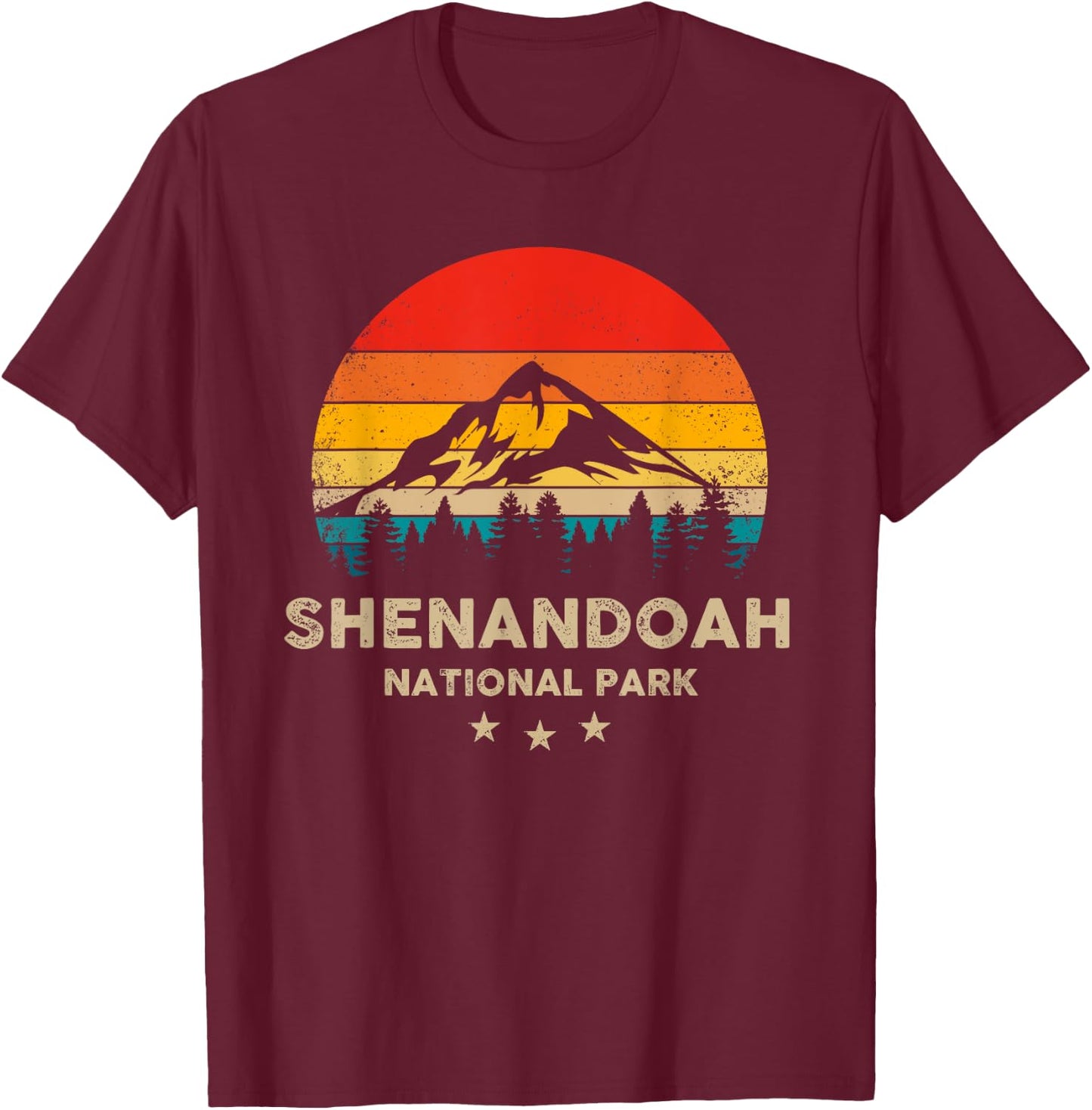 Vintage Shenandoah - National Park Retro Souvenir T-Shirt - T-Shirt | Maroon