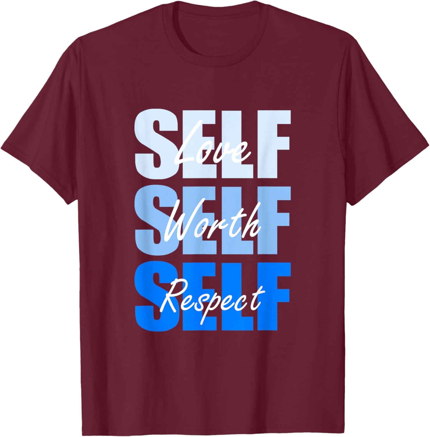 Blue Self-ish X 3 Blue Color Graphic Blue Vibes Only T-Shirt - T-Shirt | Maroon