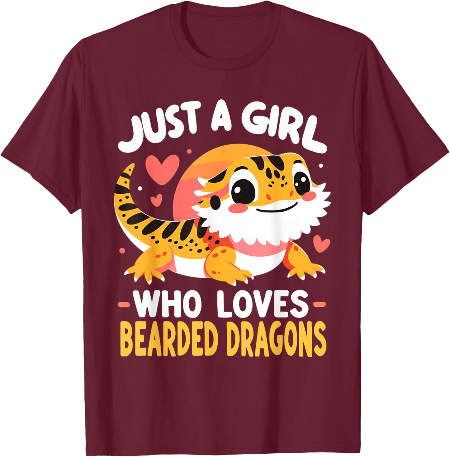 Cute Bearded Dragon Girl T-Shirt - T-Shirt | Maroon
