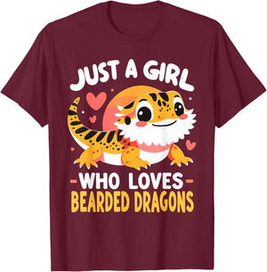 Cute Bearded Dragon Girl T-Shirt - T-Shirt | Maroon