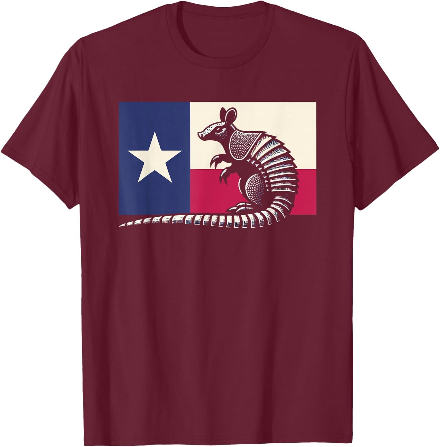 Armadillo Lover Country Texas Flag T-Shirt - T-Shirt | Maroon