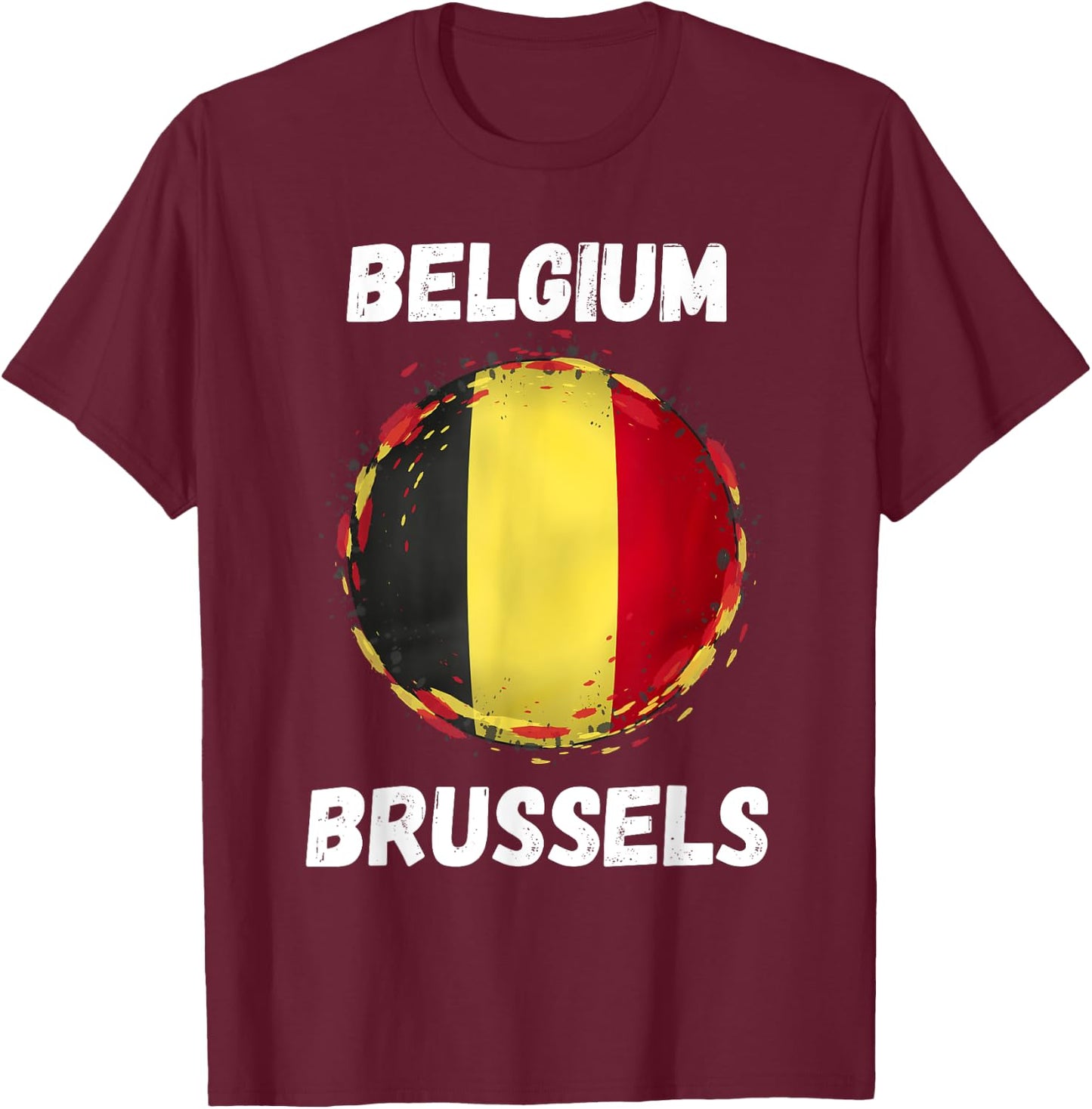 Brussels Belgium Retro Vintage Belgian Flag Souvenirs T-Shirt - T-Shirt | Maroon