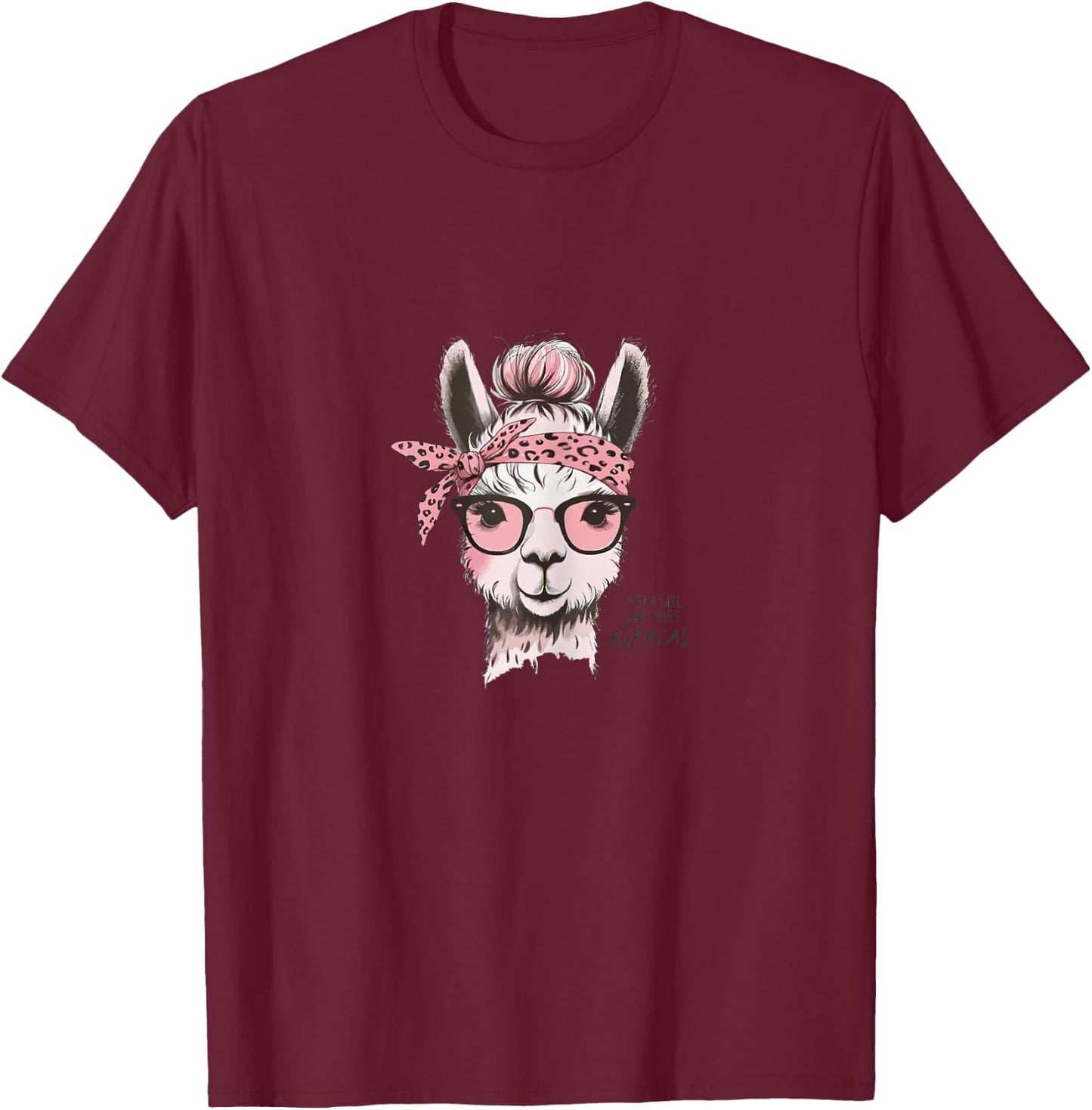 Stylish Alpaca with Glasses - Grey, Women, Alpaca Lovers, Leisure Enthusiasts, Women, Short Sleeve, XS T-Shirt - T-Shirt | Maroon
