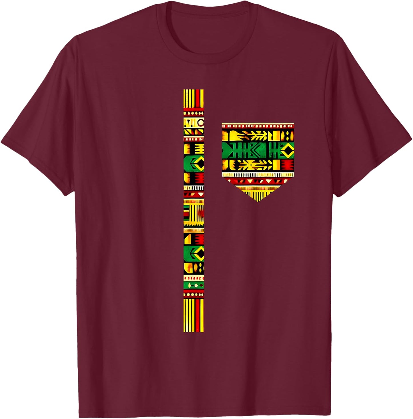 African Juneteenth Dashiki Kente Black History Month Men Boy T-Shirt - T-Shirt | Maroon