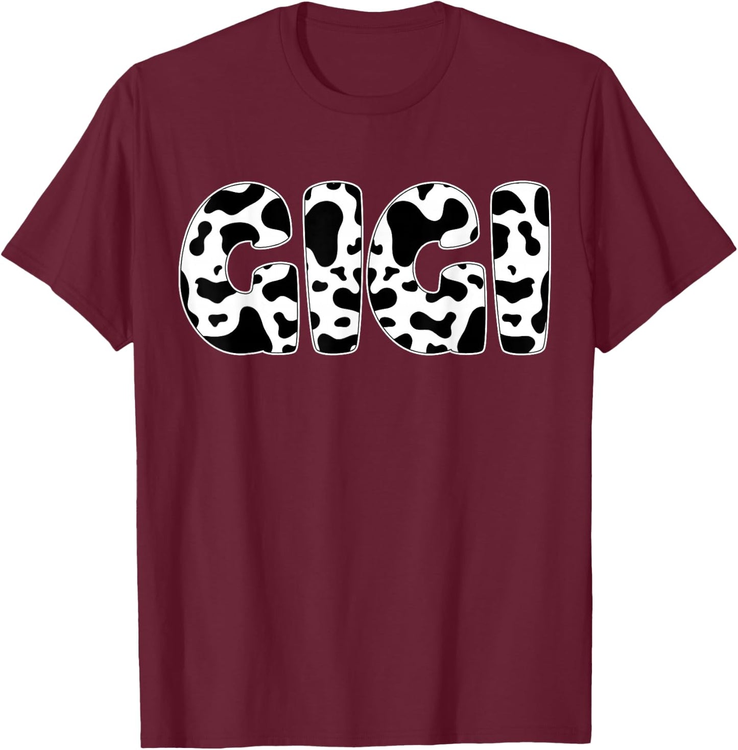 Gigi Cow Print Cow Pattern T-Shirt - T-Shirt | Maroon