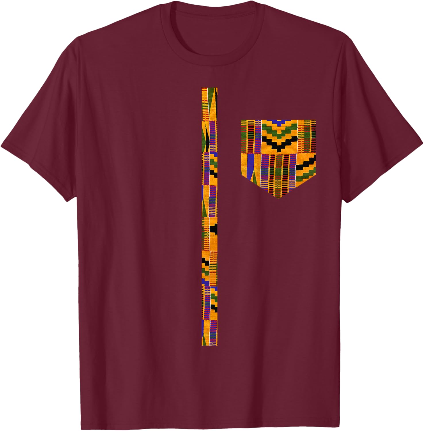 African Print Dashiki Traditional African Kente T-Shirt - T-Shirt | Maroon
