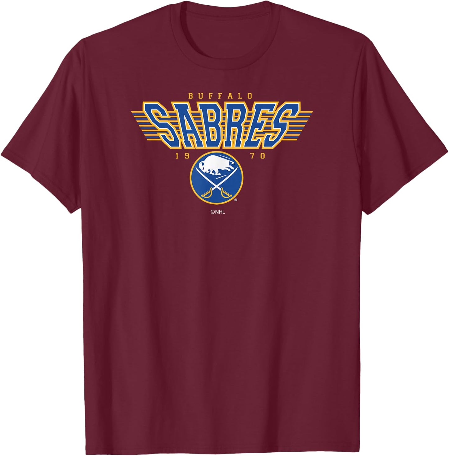 Buffalo Sabres Laser Black Officially Licensed T-Shirt - T-Shirt | Maroon