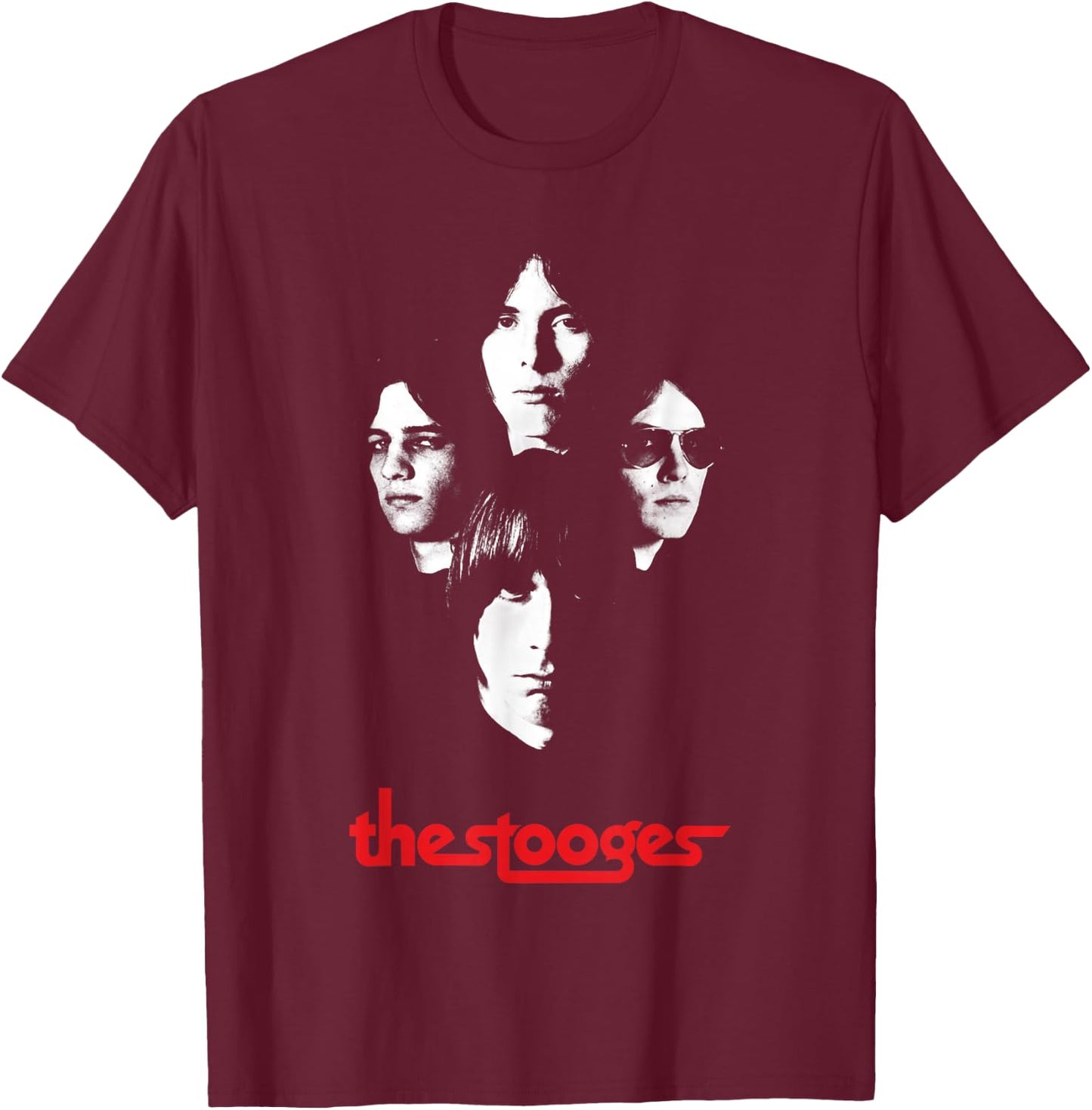 Iggy and The Stooges 4 Faces Officially Licensed T-Shirt - T-Shirt | Maroon