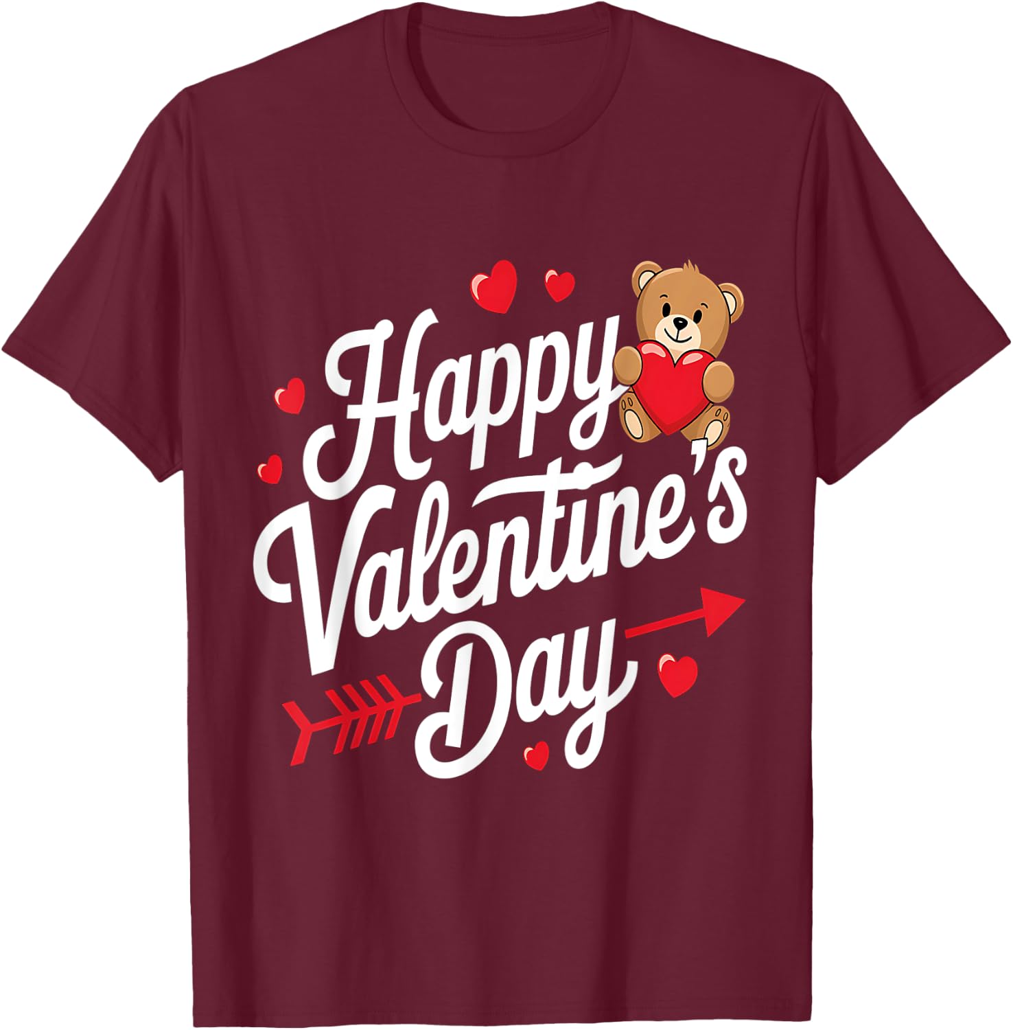 Happy Valentines Day Shirts Women Teddy Bear Cute Valentine T-Shirt - T-Shirt | Maroon