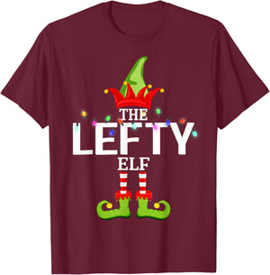 The Lefty Elf Christmas Matching Pajamas T-Shirt - T-Shirt | Maroon