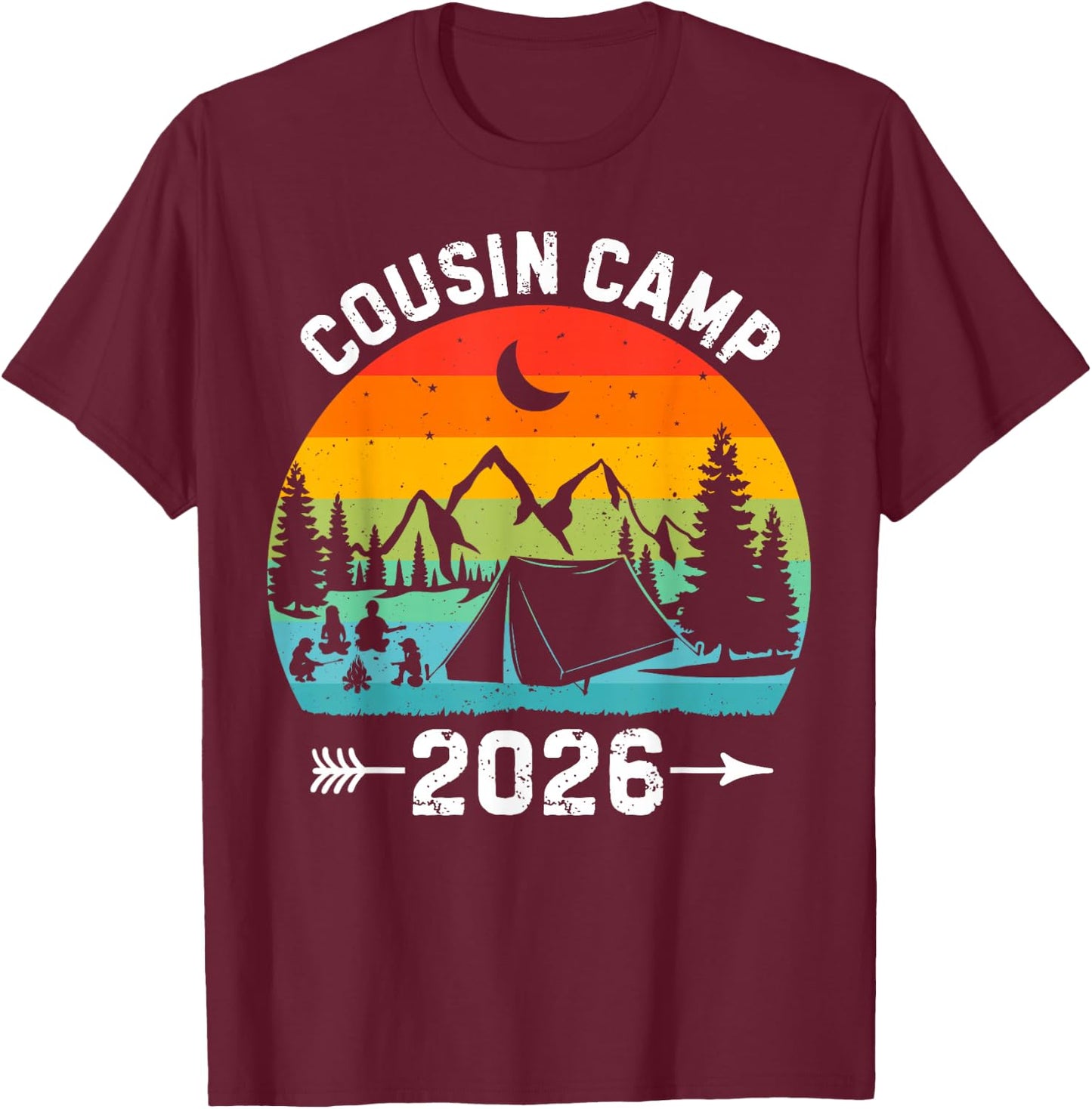 Cousin Camp 2026 Friends Camping Family Vacation Matching T-Shirt - T-Shirt | Maroon