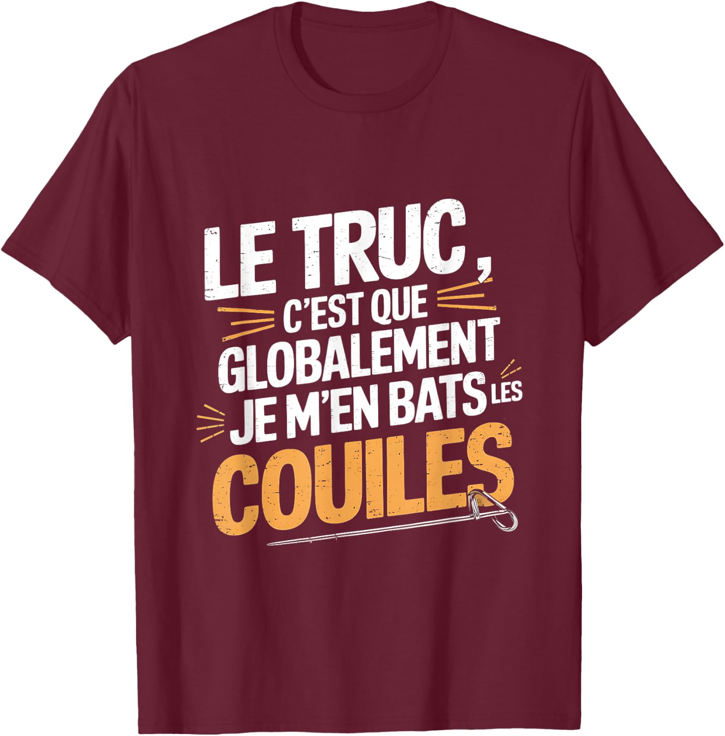 Je M'en Fats Les Balls, Funny Gift Funny , Black, S T-Shirt - T-Shirt | Maroon