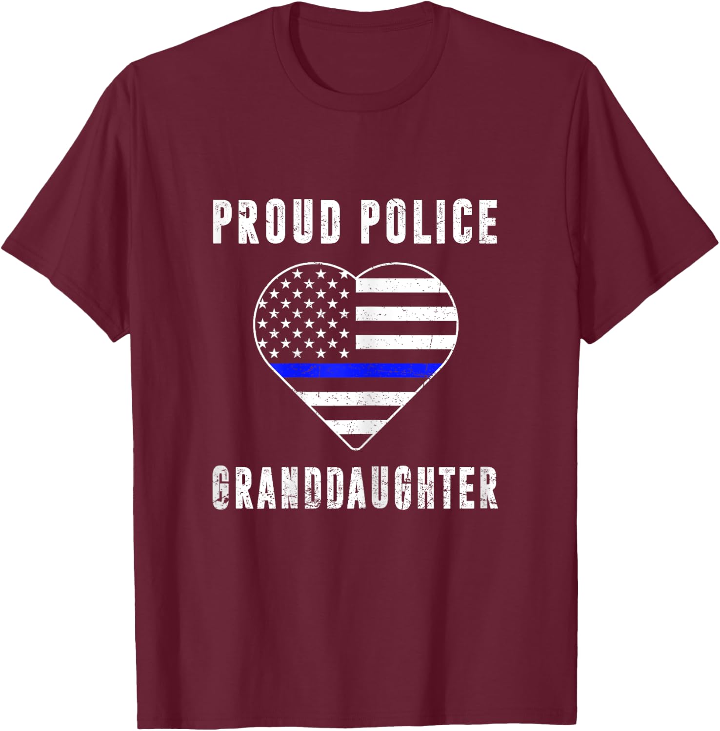 Proud Police Granddaughter Thin Blue Line Family Matching T-Shirt - T-Shirt | Maroon