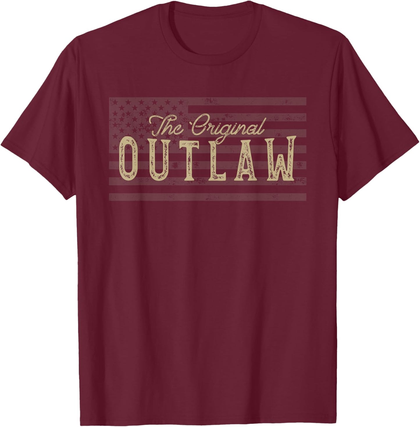 Vintage American Flag Outlaw T-Shirt - T-Shirt | Maroon