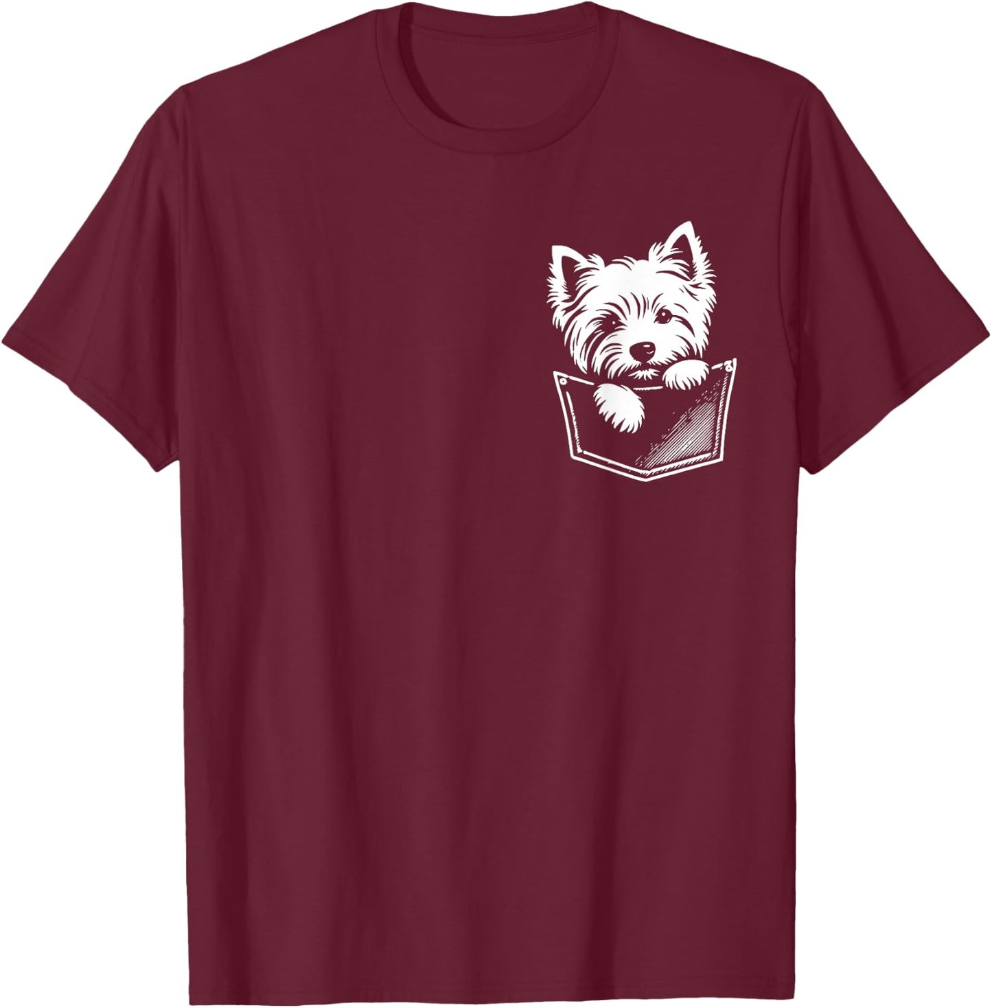 West Highland White Terrier Hund späht Westie Design T-Shirt - T-Shirt | Maroon