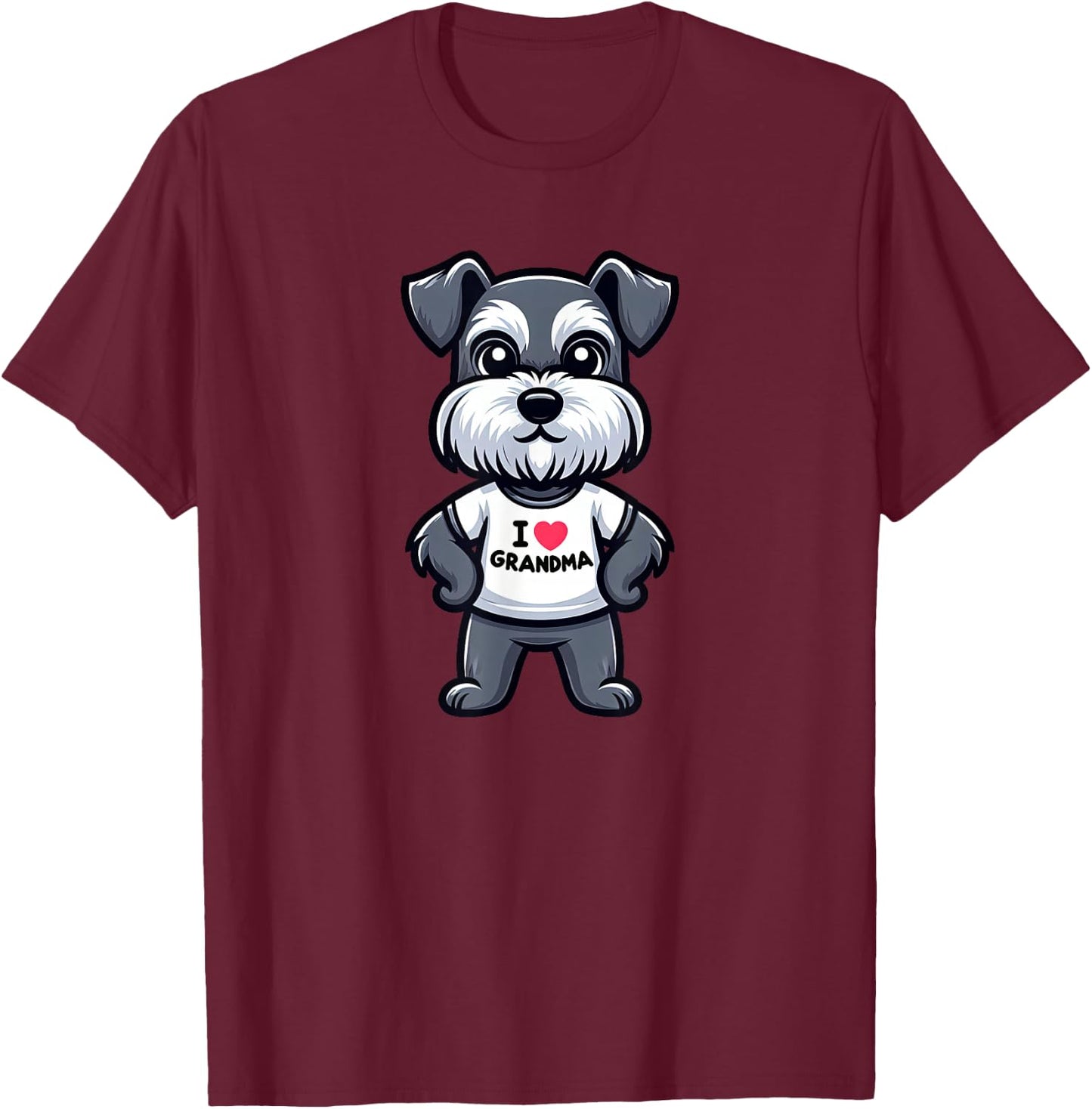 Schnauzer I Love Grandma Funny Dog Grandmother T-Shirt - T-Shirt | Maroon