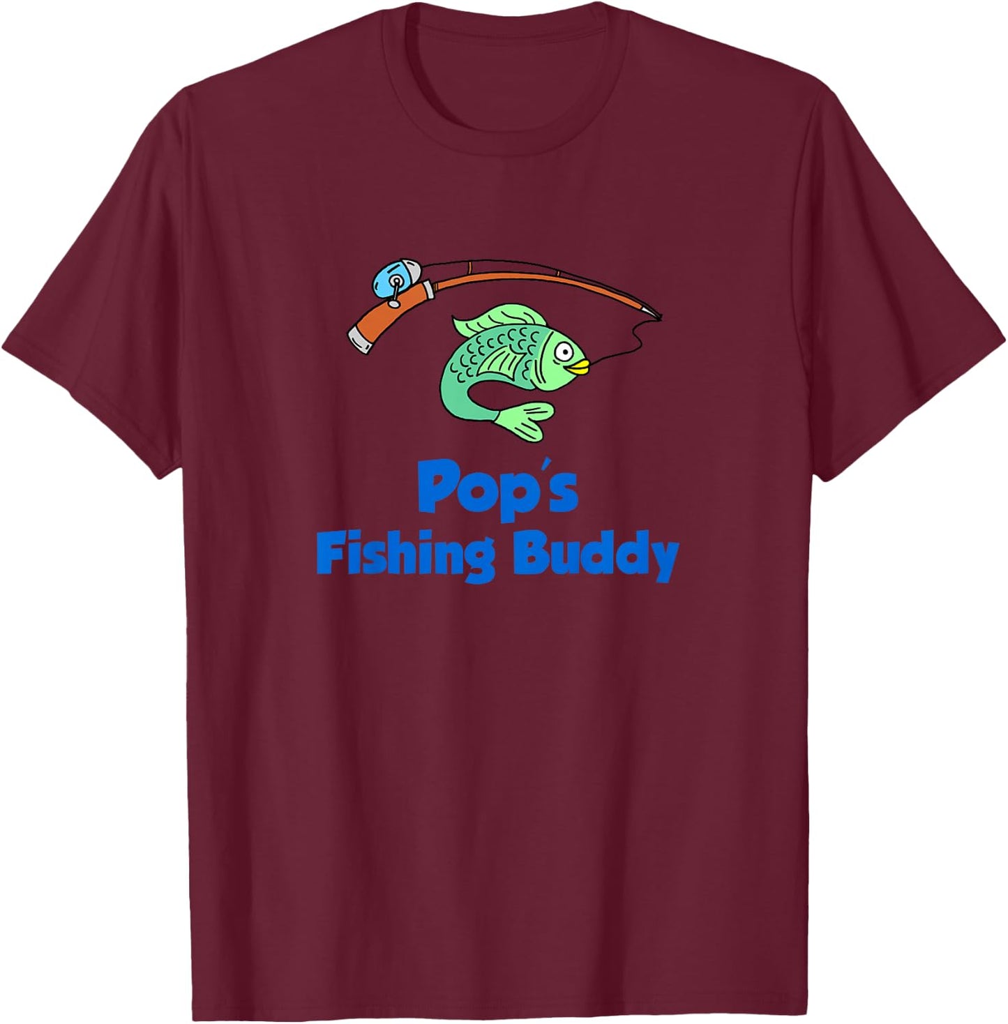 Kids Pop's Fishing Buddy Grandson or Granddaughter Grandpa T-Shirt - T-Shirt | Maroon