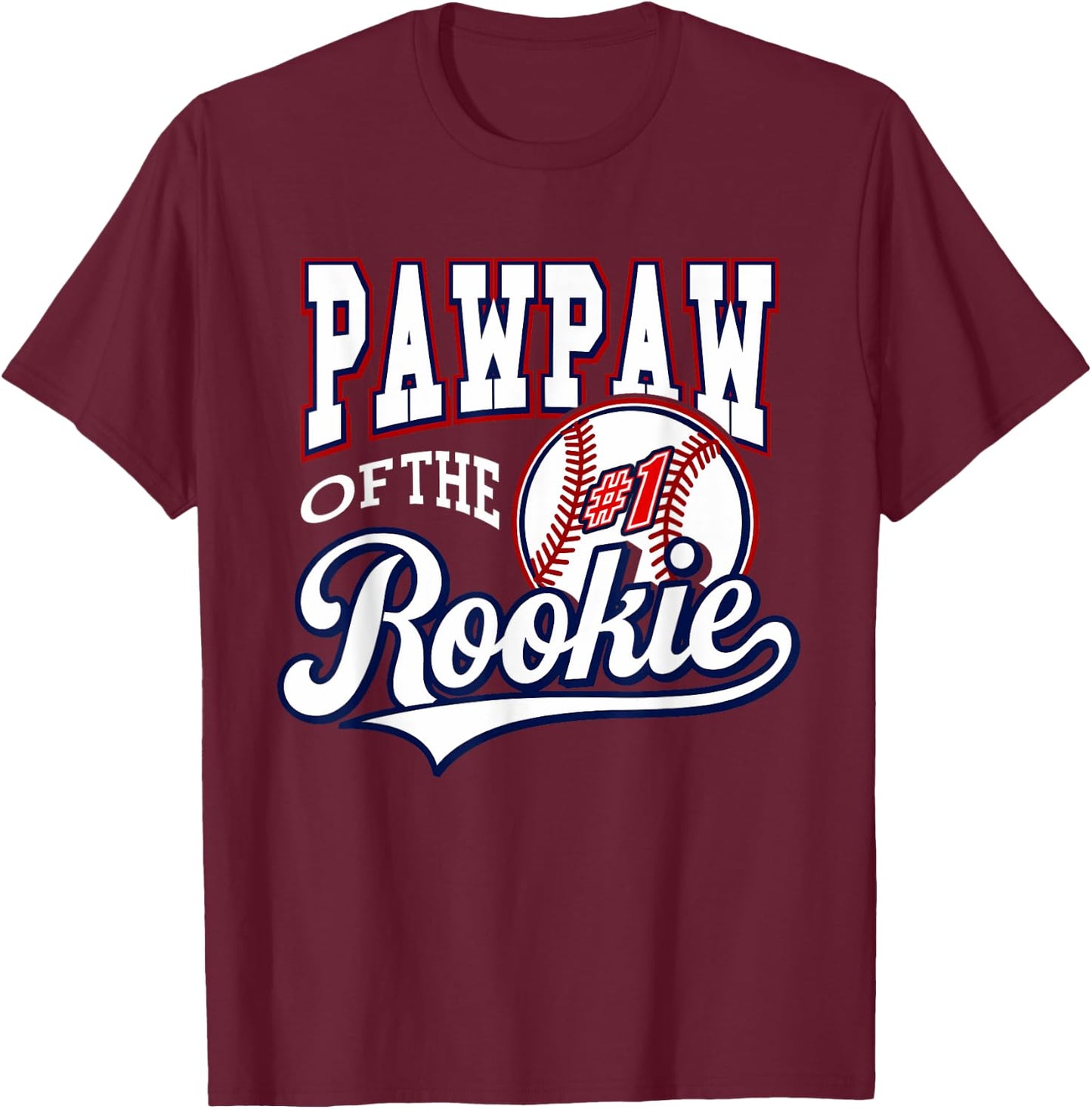 Retro Grandpa Pawpaw Of The Number 1 Rookie Baseball T-Shirt - T-Shirt | Maroon