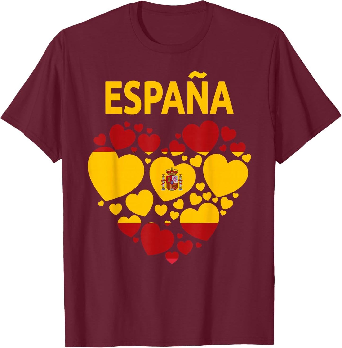 Spanische Flagge Herz Idee für Damen & Kinder Spanien Flagge Outfit T-Shirt - T-Shirt | Maroon