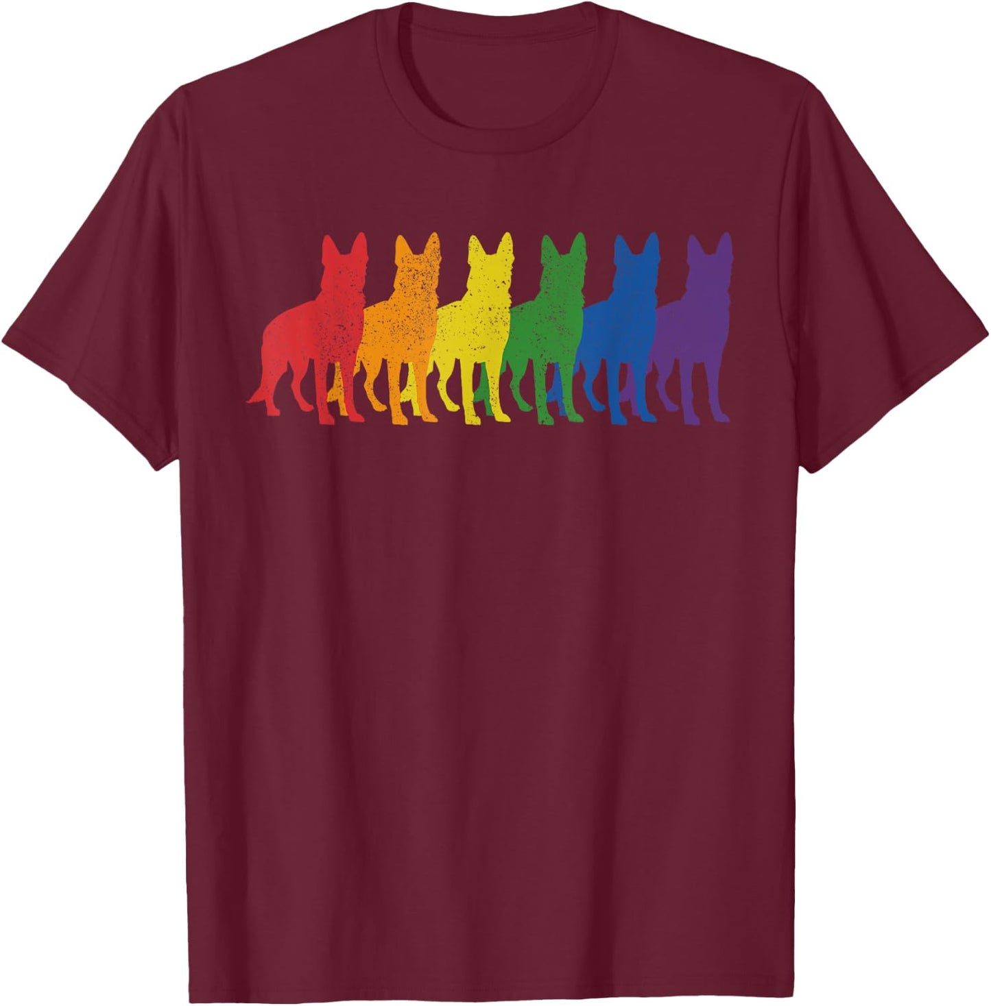 German Shepherd Dog Gay Pride LGBTQ Supporter Rainbow Ally T-Shirt - T-Shirt | Maroon