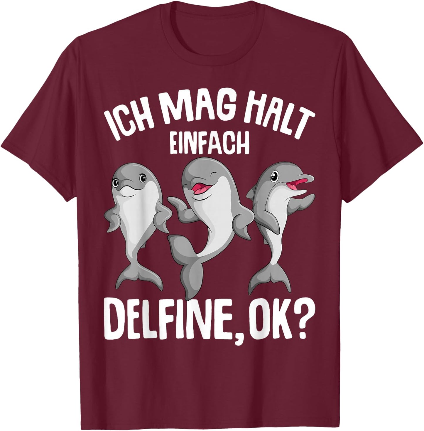 Ich mag halt dolphin girls' children's , black, s T-Shirt - T-Shirt | Maroon
