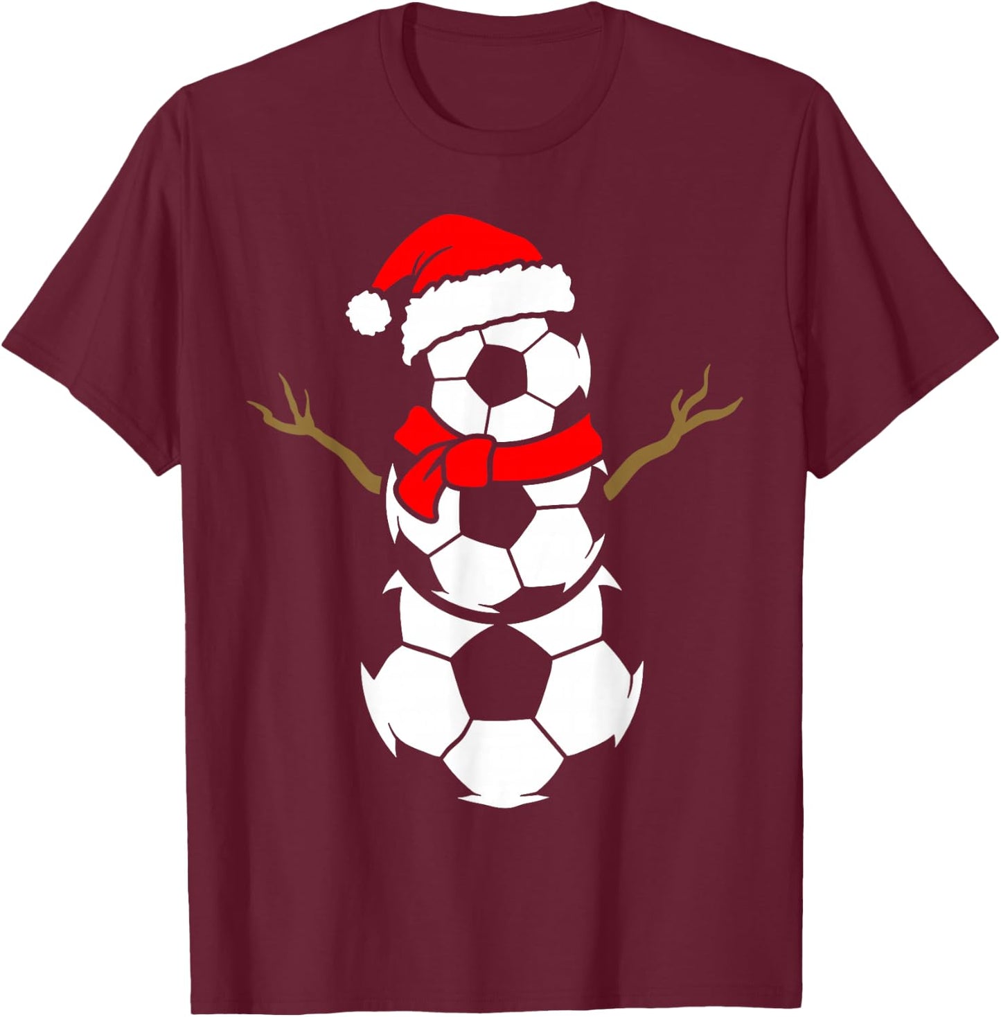 Christmas Soccer Santa Claus Snowman Ball Player Pajama T-Shirt - T-Shirt | Maroon