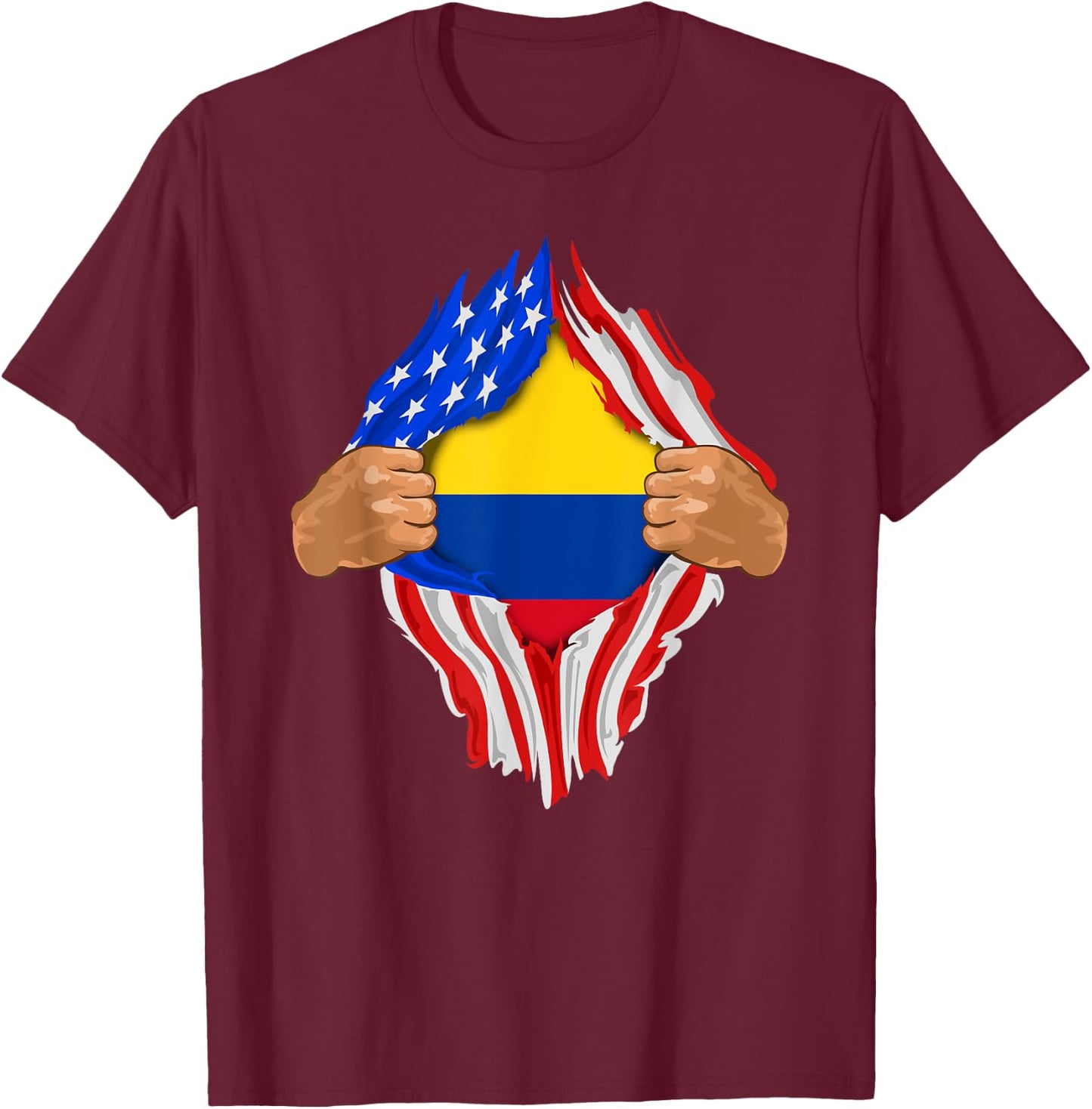 Colombian Blood Inside Me | Colombia Flag Gift T-Shirt - T-Shirt | Maroon
