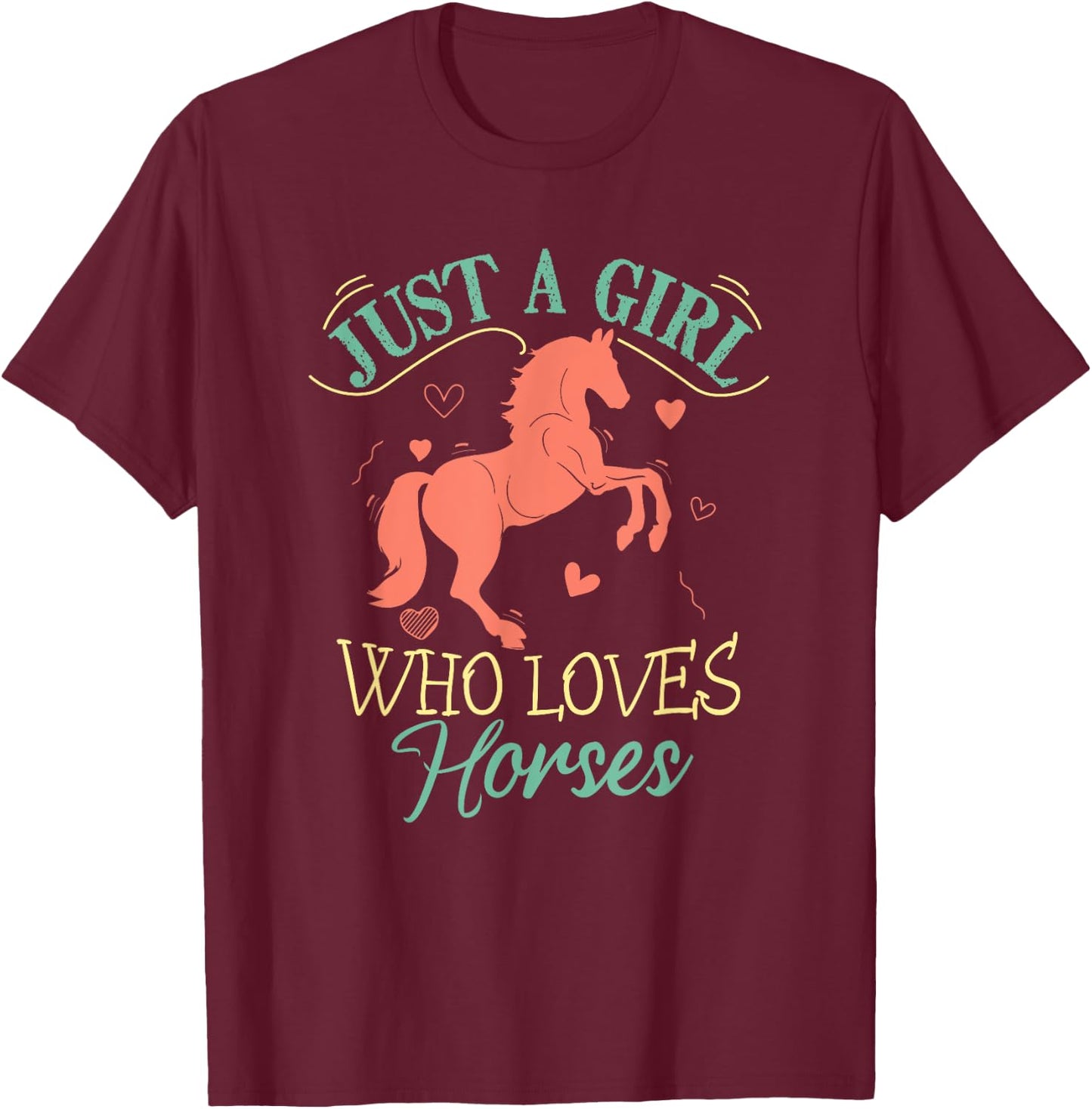 Horse Shirt Teens Girls Horse Lover T-Shirt - T-Shirt | Maroon