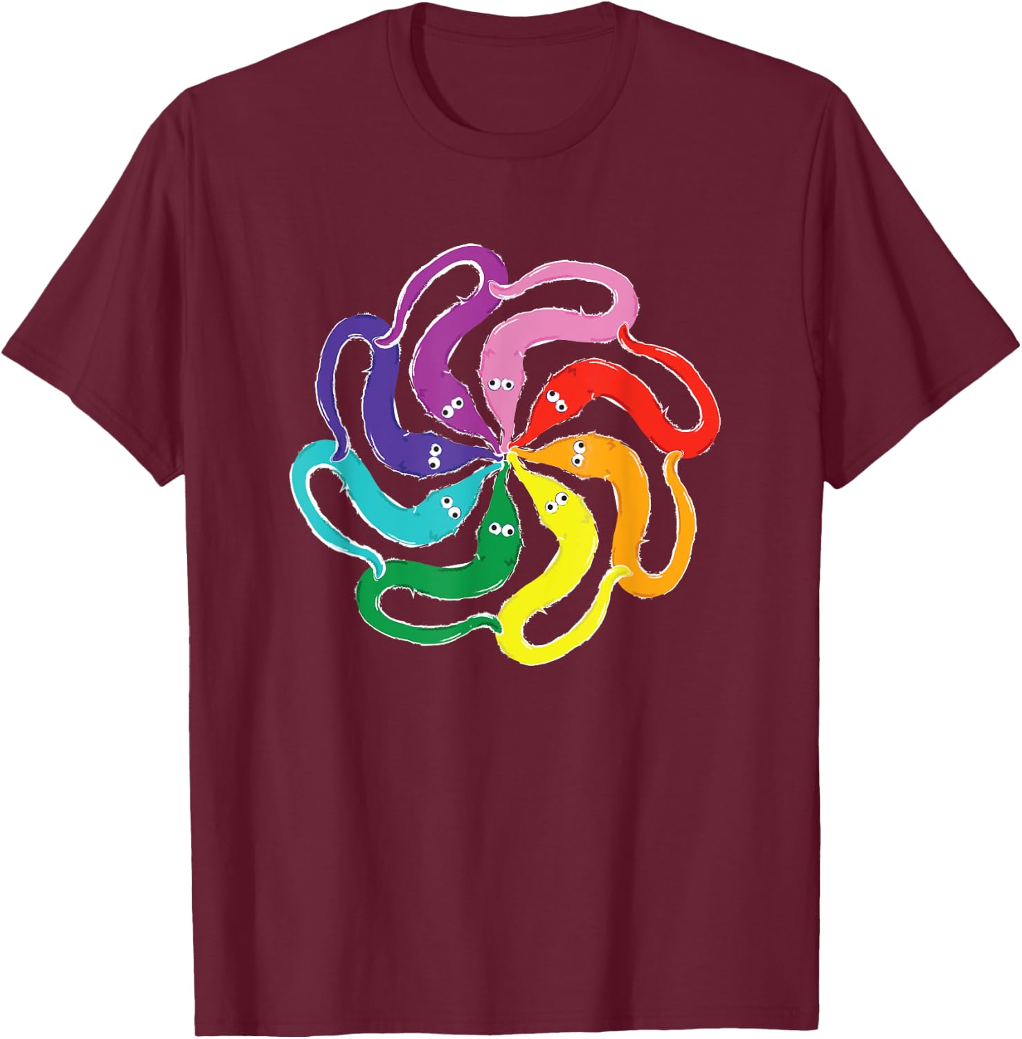 Funny Fuzzy Worm on a String Meme Rainbow Mandala T-Shirt - T-Shirt | Maroon