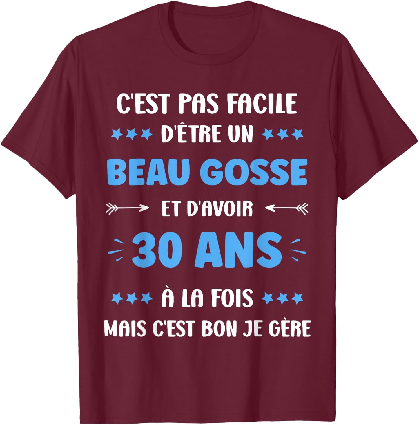 Boy 30 Years Old Handsome Kid Birthday Humor 30 Years , Black, S T-Shirt - T-Shirt | Maroon