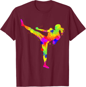 Kickboxing Kickboxer Taekwondo Karate Women Girls Kids , black T-Shirt - T-Shirt | Maroon