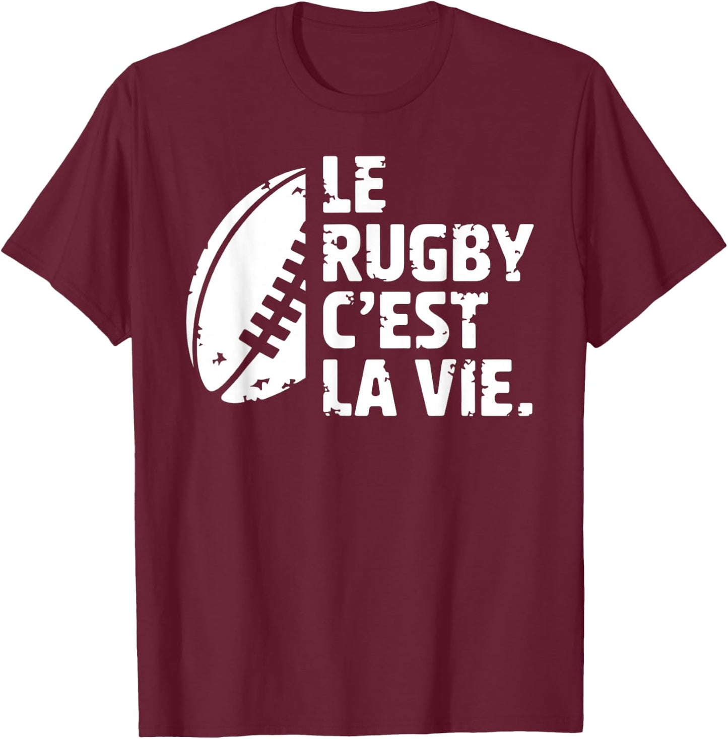 Rugby Is Life Gift for Players and Fans , Black, S T-Shirt - T-Shirt | Maroon