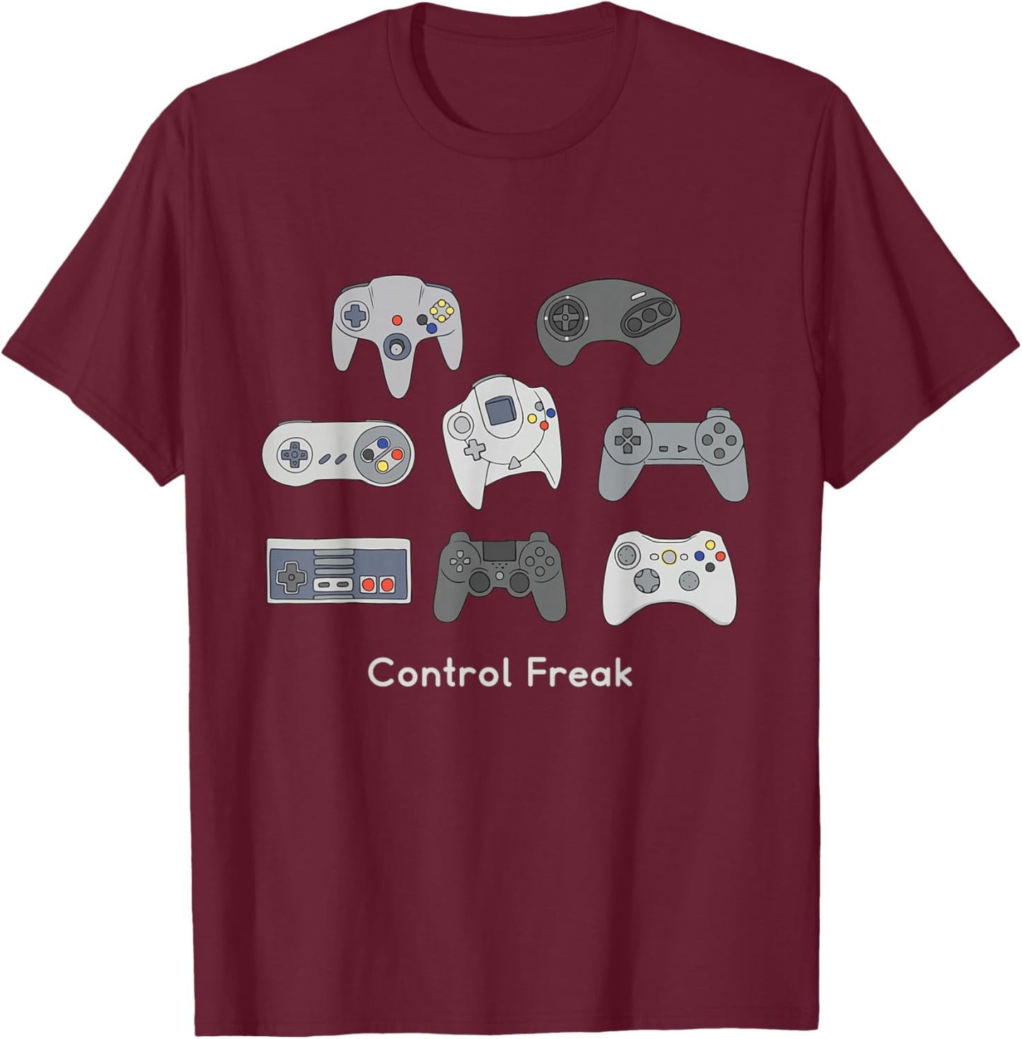 Control Freak Funny Gamer T-Shirt - T-Shirt | Maroon