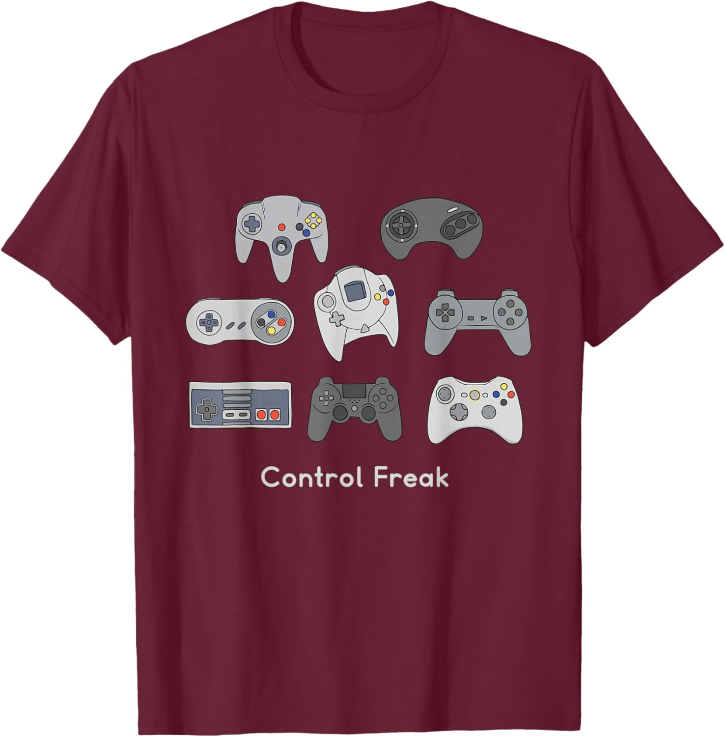 Control Freak Funny Gamer T-Shirt - T-Shirt | Maroon