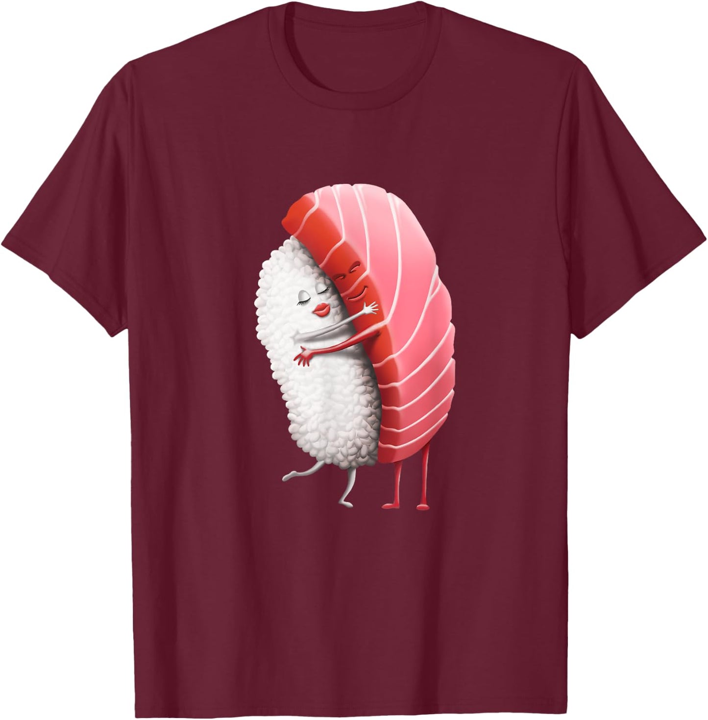 Tuna Sushi Hug Funny Maguro Hugging Japanese Gift T-Shirt - T-Shirt | Maroon