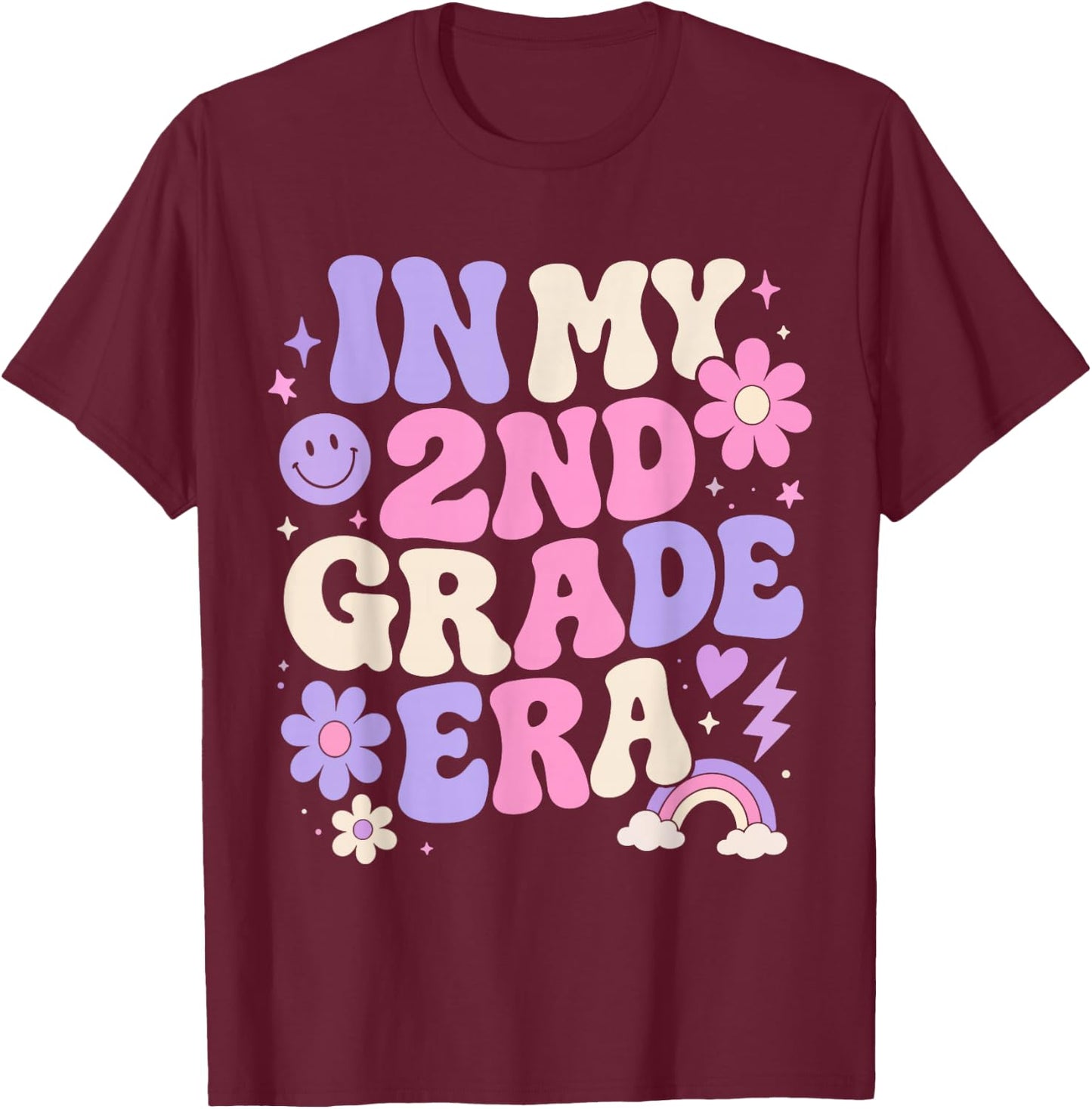 in My Second Grade Era Retro 2nd Grade Back to School T-Shirt - T-Shirt | Maroon