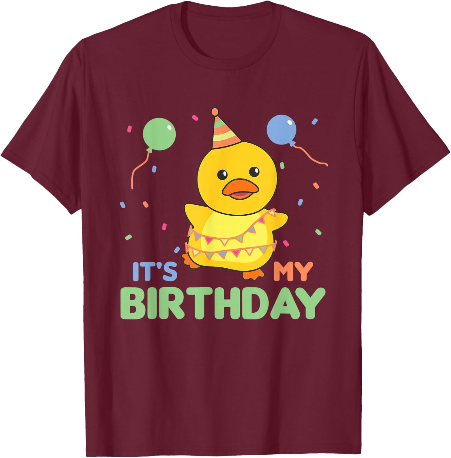 Children's Birthday Duck It's My Birthday T-Shirt - T-Shirt | Maroon