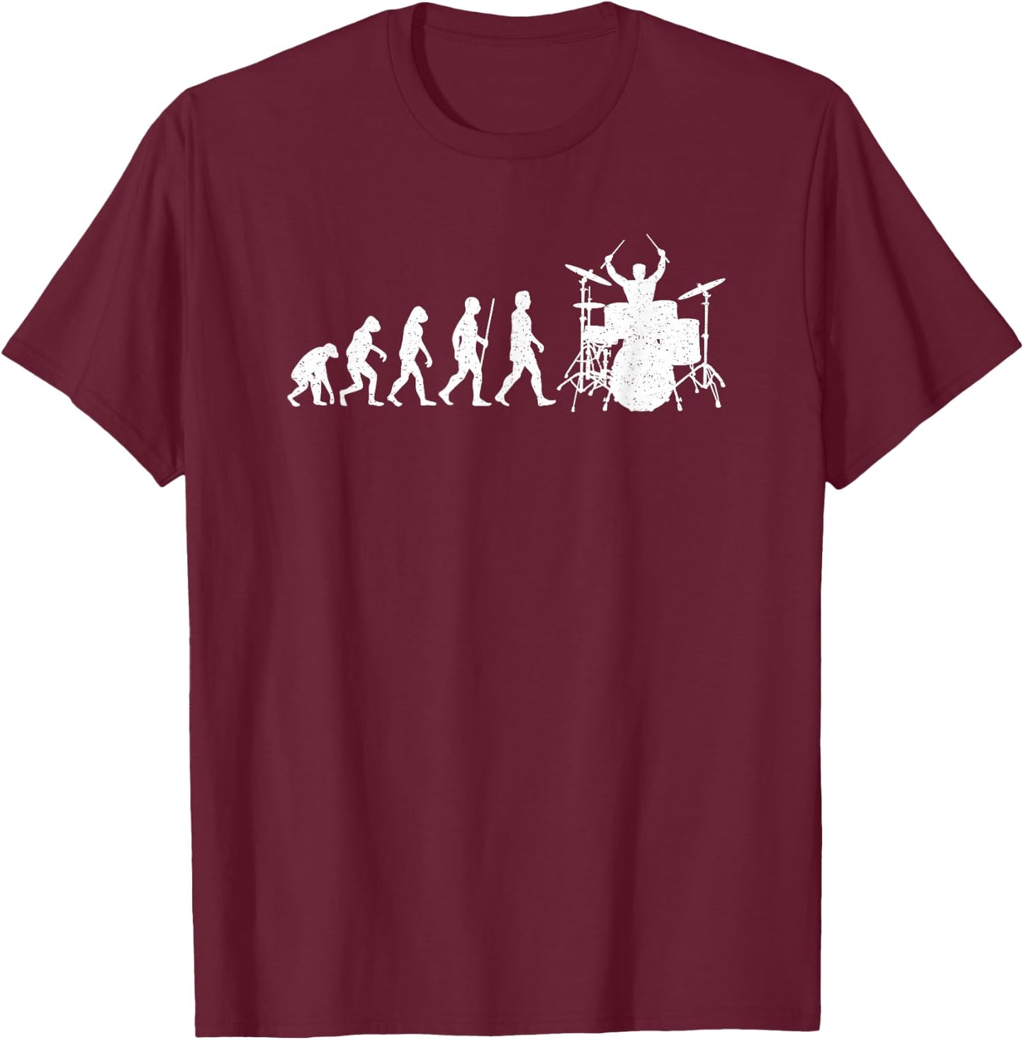 Schlagzeuger Evolution Drummer Schlagzeug Musikinstrument T-Shirt - T-Shirt | Maroon
