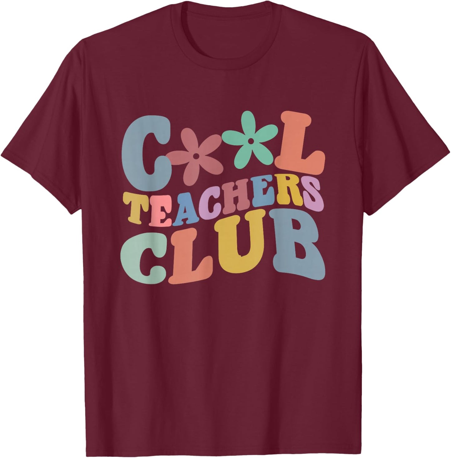 Funny Cool Teacher Club Shirt - Men's Adults Black X-Small Modern Club Collar Short Sleeve T-Shirt - T-Shirt | Maroon