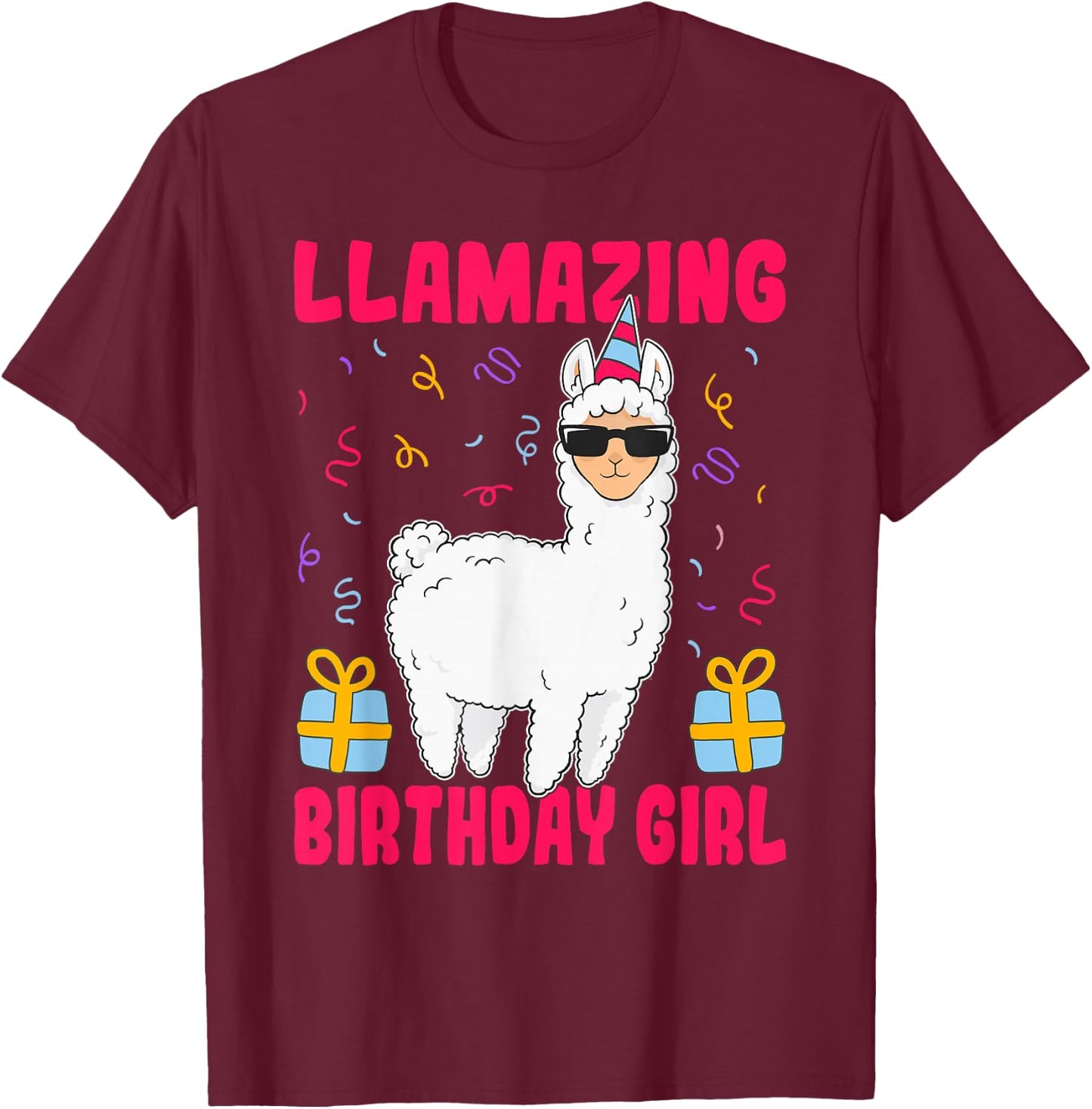 Llamazing Birthday Girl Alpaca Llama Birthday T-Shirt - T-Shirt | Maroon