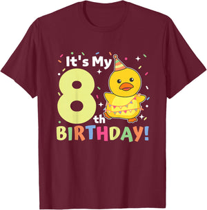 8th Birthday Duck For Children Eight Years Old T-Shirt - T-Shirt | Maroon