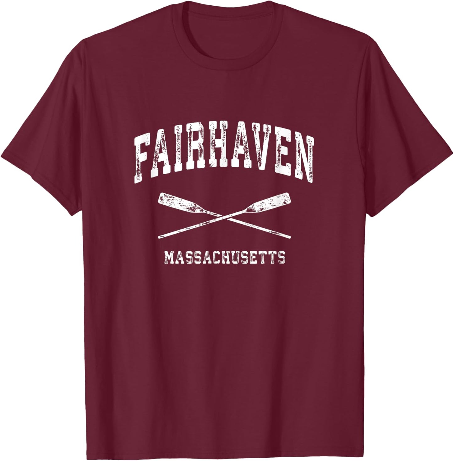 Fairhaven Massachusetts Vintage Nautical Crossed Oars T-Shirt - T-Shirt | Maroon